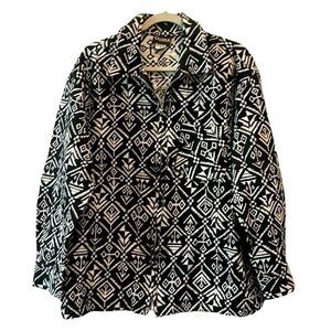 Sahiba Cotton Zip Up Aztec Southwestern Blazer Jacket Medium‍‍‍ Boho